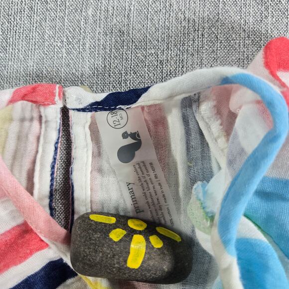 Primary Infant Girl 12-18 Month 100% Cotton Seersucker Striped Dress Spring EUC - Picture 5 of 7